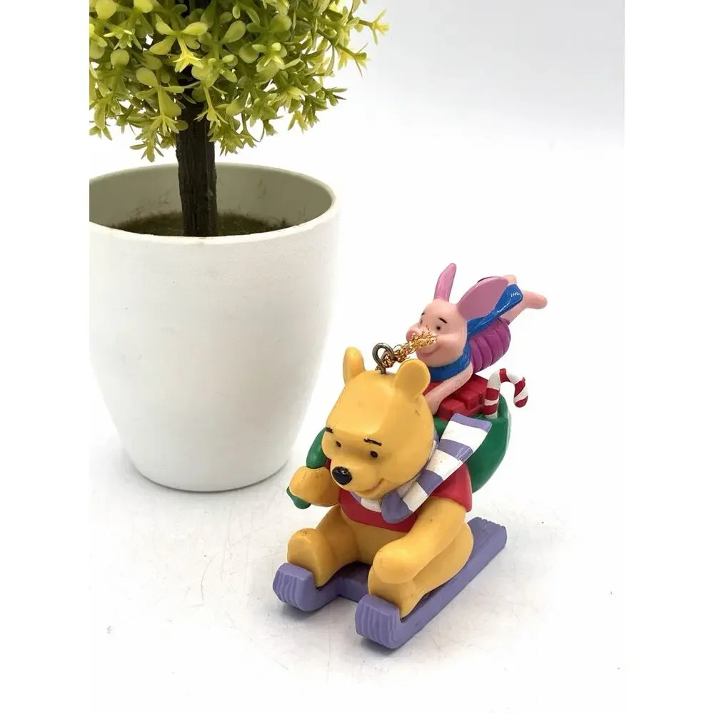 Vintage Winnie The Pooh And Piglet Christmas Tree Ornament Sleigh Sled Noma